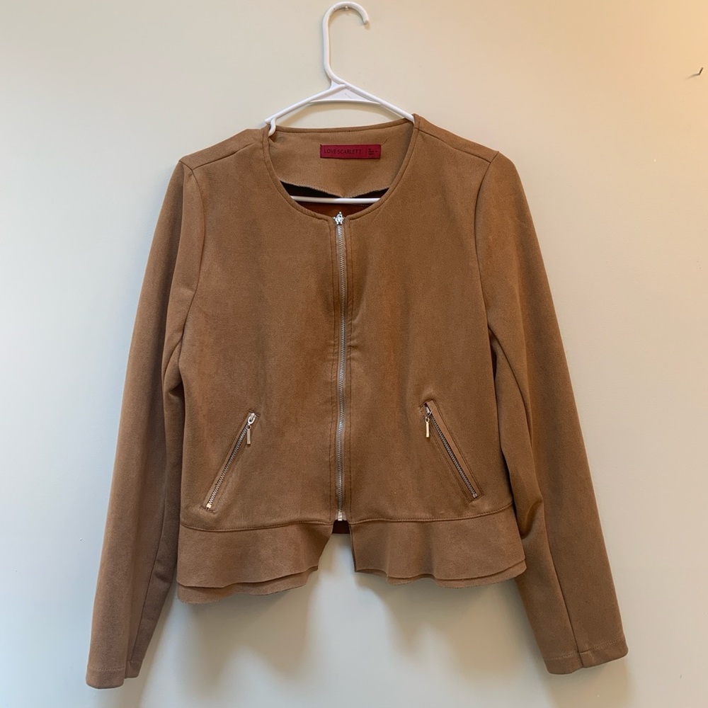 Elegant Tan Suede Women's Blazer